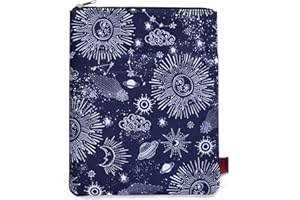 LPARKIN Zodiac Słońce i Księżyc Etui na książki, okładki na książki w miękkiej oprawie, rękawy na książki z zamkiem błyskawicznym, 28 x 20 cm, prezenty astrologiczne