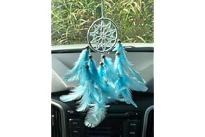 Rooh Dream Catcher ~Sky Blue Crochet ~ Handmade Hangings for Positivity (Can be Used as Home Decor Accents, Wall Hangings, Garden, Car, Outdoor, Bedroom, Key Chain)