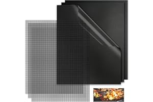 Hongtellor BBQ Grill Mat,Set of 6 Non Stick Reusable Heat Resistant Barbecue Baking Mats for Charcoal, Electric Grill, Reusable and Easy to Clean, Durable, Heat Resistant Barbecue Sheets (40x33-6pcs)