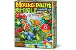 4M Mould & Paint Reptile & Amphibian, Arts and Crafts Kit to Create and Paint 6 Fridge Magnets or Badges, for Boys and Girls Ages 5-12 Years, Green