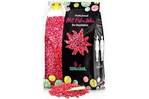 Dermawax Koraliki z różowego wosku z olejem kokosowym, profesjonalny wosk na gorąco do depilacji, delikatne woskowanie bez smug, brazylijskie, nogi, pachy, twarz, dla kobiet i mężczyzn (1 kg, czarna