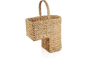 Lycce Kosz na schody, kosz na schody, kosz do przechowywania z uchwytem, hiacynt wodny, naturalny, 20 l – kosz na schody (40 x 21 x 41 cm)