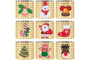 Yesaler Portatovaglioli di Natalizi Bling Anelli di Tovaglioli con Strass Anello Portatovagliolo per Decorazioni della Tavola della Festa di Natale 18 Pezzi (Oro)