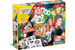 Clementoni Scienza e Gioco Fun - Tattoo Art, Kit per Creare Tatuaggi Temporanei, Fabbrica di Tatuaggi per Bambini 8+ Anni, Idea Regalo Made in Italy, Creativa Lingua Italiana, 19357