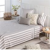 COTTON ARTean Bed Sheet Set 150 Percale Cotton 180 Thread Count Lines Grey | Includes 4 pieces: flat sheet, fitted sheet, 2 p