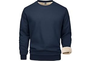 MAGCOMSEN Sudadera básica de invierno de forro polar para hombre, manga larga, informal, forrada cálida, deportiva, con cuello redondo, informal, manga larga, camiseta de cuello redondo