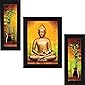 SAF Set of 3 Buddha Vastu UV Coated Home Decorative Gift Item Framed Painting 13.5 inch X 22.5 inch SAF30