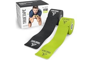 ‎TRUETAPE TRUETAPE® Kinesiotape - PRO Precut Duo Pack - 2 x 20 Pre-Cut Strips (25cm x 5cm) - Waterproof & Elastic Kinesiotapes - Strong Adhesive Physio Tape for Sports - Black & Lime