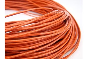 esnado Cordon en cuir 10 m – Rond ø environ 2,0 mm Couleur : orange.