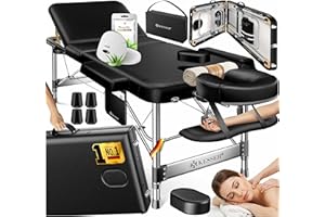 KESSER Leżak do masażu, 3 strefy, do 250 kg, składany stół do masażu, regulowany, przenośna walizka, leżanka kosmetyczna, leżak terapeutyczny, akcesoria, zagłówek aluminiowy, podłokietnik, torba do