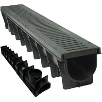 4 X 1m Heavy Duty Drainage Channels – PVC With Black Grate, 5 Tonne Limit, For Driveway/Garden
