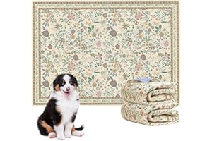 BaoDan Traversine Lavabili per Cani, Traverse Cani 60x90cm, 2 Pezzi Tappetini Igienici per Cani Riutilizzabili con Fondo Antiscivolo, Facili da Lavare, Marrone con Stampa Floreale