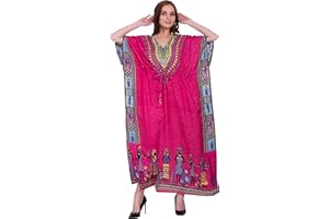 Shah Crafts. Women Tribal Design Style Kaftan Dress Kimono Top Gown Maxi Stylish Night Wear Dress Free Size