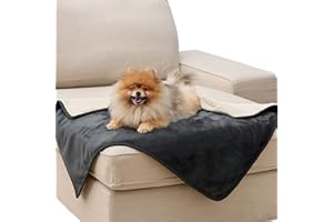 LE SURE Lesure Coperta Impermeabile per Ghiens Grandi Dimensioni - Coperta Lavabile per Cani 100x80 cm, Protezione per Divano per Cani in Pile Sherpa, Coperta per Gatti Morbida e Soffice, Nero