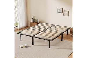 TEENO Rete Letto Matrimoniale 160x190 a Doghe in Legno,con 9 Gambe e 2x14 File di Doghe,Alto Sotto Letto 32 cm per Ampio Spazio di Archiviazione,Adatta a Tutti i Tipi di Materassi,Stile Moderno