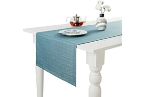 MISS SAVON Runner Tavola Moderno Tovaglia Natalizia Decorativo per Festa Ristorante Tovaglia Natalizia Antimacchia per Tavolo da Pranzo di alta Qualità Lavabile in Lavatrice (45 x 160 cm, azzurro)