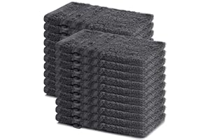 Lavea® Lot de 20 Gants de Toilette 15x21 cm en Éponge 100% Coton – Doux et Absorbants – Maison, Hôtel, Spa, Invités, Bébé – Serviette Visage/Essuie-Main – Anthracite