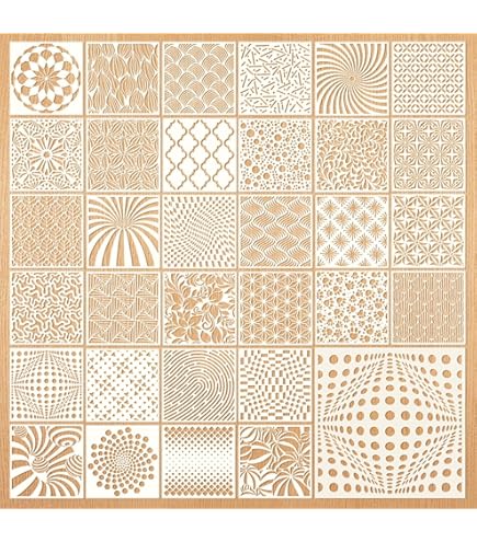 Set di 12 stencil per pittura da disegno, forma irregolare, stencil per artigianato arte della parete, stencil riutilizzabili in plastica per dipingere su pareti, legno, mobili, decorazioni per la