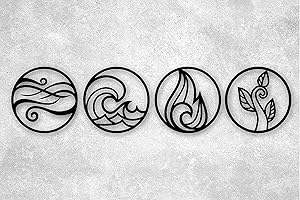 Manschin-Laserdesign Die Vier Elemente Holz Wand Dekoration Schwarz Wall Art - Made in Germany - (XL - Kreise, Schwarz)