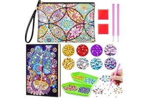 Enbagold Craft Kits for Kids Age 6 7 8 9 10 11 12, Diamond Art Bag & A5 Notebook, Diamond Painting Kit, Girl Gifts Toys, Diamond Art Kits, Arts and Crafts for Kids -Mandala+2 Butterflies