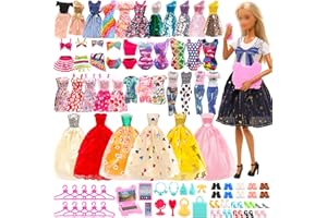 Miunana 57 Pezzo Selezionati A Caso per 28-30 CM / 11.5 Pollici Bambola: 10 Vestiti + 2 Abiti + 2 Pantaloni + 3 Vestiti da Sposa + 3 Costumi da Bagno + 27 Accessori + 10 Grucce