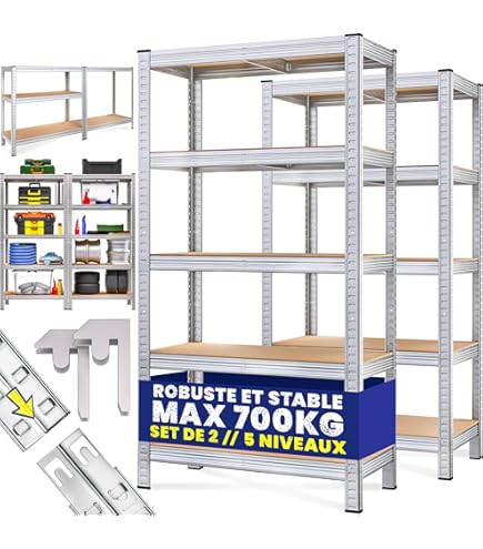 Relaxdays Étagère Charge Lourde, HxLxP: 180 X 60 X 30 Cm, 500 Kg, Acier