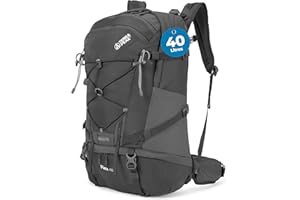 Terra Peak Flex 40 Mochila de senderismo 40L grande con ventilación en la espalda, sistema de hidratación y cubierta para la lluvia - mochila de senderismo hecha de poliéster transpirable 3D Air Mesh