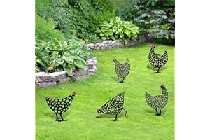 Zuzanny Statuettes de poules décoratives en silhouette animale pour jardin - Ornement extérieur - Convient pour la décoration pastorale de pelouse de jardin - Métal noir en fer - Lot de 5