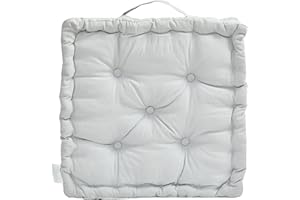 ComfyNex Booster Seat Cushion (45cm x 45cm x 10 Aprox.) 100% Cotton Thick Seat Cushion, Seat Pad, Floor Cushion, Chair Cushion, Booster Cushion (Silver, 1)