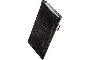 fitBAG Fusion Schwarz/Schwarz Handytasche für Apple iPhone Air / 17 Air Tasche aus Nappaleder/Wildleder mit Microfaserinnenfutter | Hülle mit Reinigungsfunktion | Made in Germany