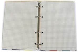 TIPOME 200 Fogli a Quadretti 5mm. Formato A5 14x20cm - con 4 fori - Ricarica Ricambio Raccoglitore con 4 anelli in formato A5