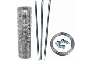 Aquagart Kompletny zestaw do ogrodzenia dzikiej zwierzyny, 50 m, ogrodzenie chroniące przed dziką zwierzyną 150/19/15, profil Z, słupki ogrodzeniowe, drut napinający, napinacz drutu, ogrodzenie leśne