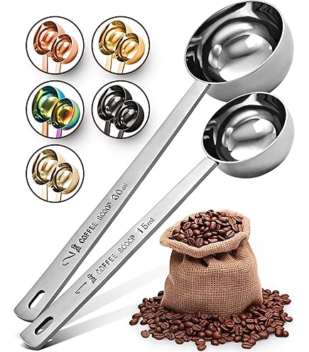 Cucchiai Dosatori Caffè Orblue - Acciaio Inox, Manico Lungo, Conf Da 2 (1 E 2 Cucchiai) - Foto 7