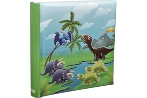 ARPAN Kinderalbum, Dinosaurier in prähistorischer Szene zum Einschieben für 200 Fotos, 10 x 15 cm, Blau/Grün
