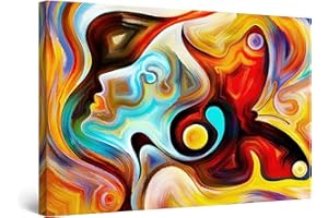 Startonight Impression Sur Toile Peinture Visage Coloré de Femme Simona, Tableau Abstrait Encadrée - Decoration Murale Salon Moderne - Image sur Toile - 80 x 120 cm