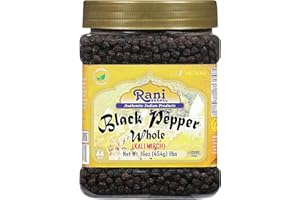 RANI BRAND AUTHENTIC INDIAN PRODUCTS Rani Black Pepper Whole (Peppercorns), Premium MG-1 Grade 16oz (1lb) 454g Bulk PET Jar ~ All Natural | Gluten Friendly | Non-GMO | Kosher | Perfect size for Grinders!