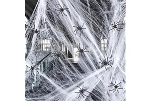 Yurifaz halloween spindelnäts, 200 g spindelnät med 40 falska spindlar spökhus tillbehör och halloweenfest