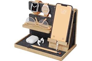 PAGONGO Organizer da Comodino in Legno | Idea Regalo di Natale per Uomo, Papà, Marito o Fidanzato | Oggetto Utile e di Design