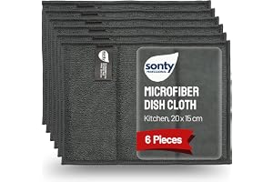 Sonty 6x Disktrasor i Mikrofiber - Superabsorberande Disktrasa med Svampkärna för Kök (Tvättbar Anti-fett Pad, 20 x 15 cm)