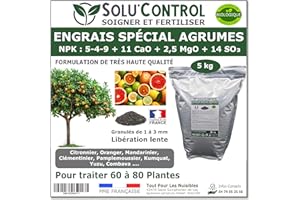 TOUT POUR LES NUISIBLES Engrais Spécial Agrumes 5 kg - SoluControl - Formulation haute qualité Organo-Minerale - Citronnier, Oranger, Mandarinier, Clémentinier, Pamplemoussier, Kumquat, Yuzu, Combava ...