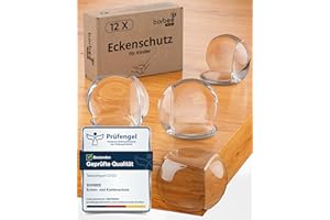 borbee - 12er Set Kantenschutz Baby & Eckenschutz zur Kindersicherung - Extra starker Halt selbstklebend, transparent Tischkantenschutz für Babys & Kinder - Tisch & Möbel Stoßschutz für Ecken, Kanten