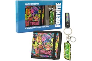Fortnite Geldbörse und Schlüsselanhänger für Jungen und Teenagers, Kompaktgröße, Kartenetui mit Defy Design, Geschenkidee Set (Schwarz)