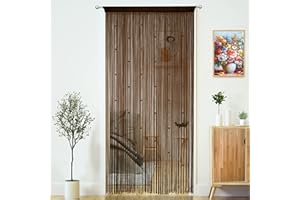 YaoYue ZASTION Beaded Curtain Door String Curtains for Doorways Tassels Beads Hanging Fringe Hippie Room Divider Window Hallway Entrance Wall Closet Bedroom Privacy Decor (Dark Brown, 39×79 in)