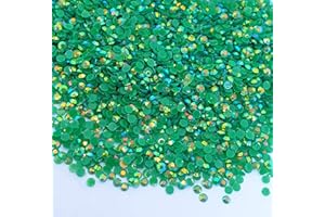 MajorCrafts 4000pcs 2mm ss6 Jelly AB Flat Back Round 14 Facets Resin Rhinestones Arts and Crafts Embellishment Gems (Royal Green AB C79)