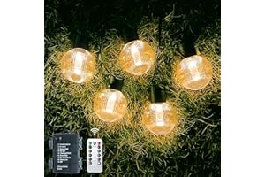 DSLebeen Battery Festoon Lights Outdoor: 9m 30ft Waterproof Battery Powered Fairy Lights 12pcs G60 Large LED String Bulb Light with Remote Control for Garden, Patio, Pergola Decorative Lighting