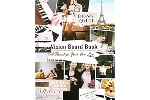 FOUNCY Vision Board Book – 1200+ inspirierende Bilder und Zitate Vision Board Kit zum Visualisieren, Manifestieren, Planen, Träumen Sie Ihre Lebensziele, 116 Seiten Vision Board Zubehör für ClipArt-Bücher