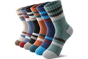 MOSEY KOSY 6 Pares Calcetines Niños Lana Merino para Caminar Chicos Chicas Bebés Invierno Térmicos Gruesos Abrigados Acolchados Calcetines Crew para Senderismo