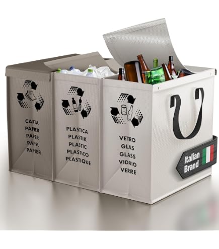 Pattumiera Per Raccolta Differenziata Da Esterno 3 Contenitori Da 110 L 330 L Totale Con 10 Sacchi Per Spazzatura Da 120 L 85556450