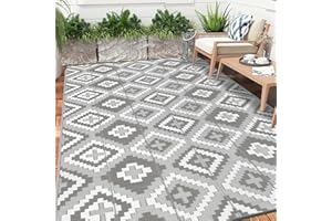 Enyhom Duży dywan zewnętrzny 240 x 300 cm, wytrzymały płaski materiał z tworzywa sztucznego, koc piknikowy, dwustronna, odporna na promieniowanie UV, mata kempingowa, wodoodporna, o trwałym kolorze