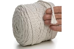 MeriWoolArt® Corde Macramé Naturel 6 mm, 100m de Fil Macramé en Coton Recyclé et Viscose, Corde Coton Douce pour Attrape-Rêves Bohème, Ficelle Corde pour Bricolage DIY Décoration Macramé Murale